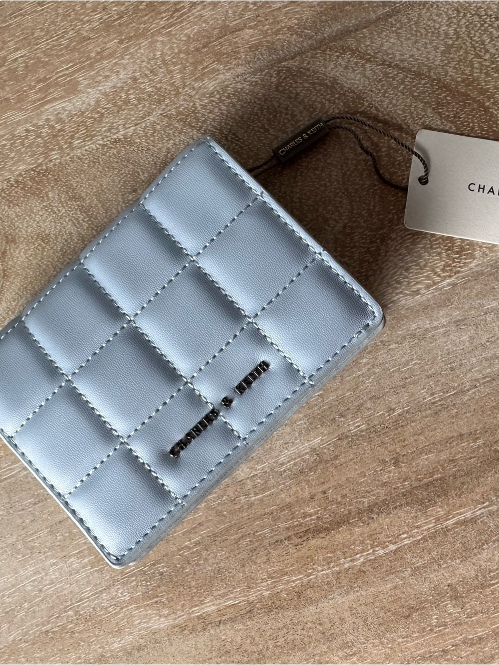 Charles & Keith Quilted Small Wallet Light Blue Brand New with Tags NWT